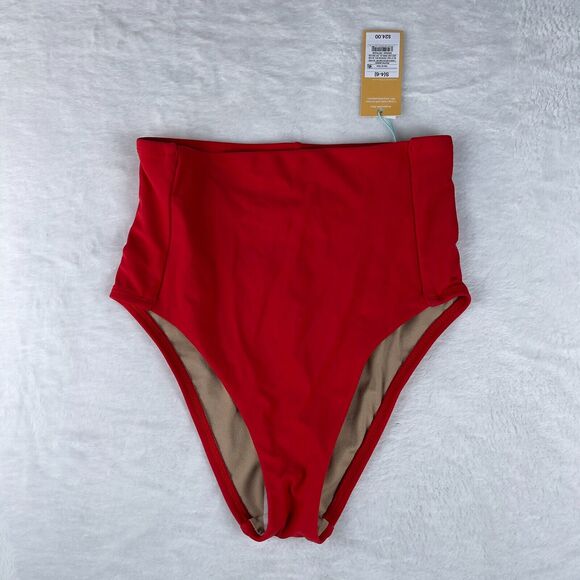 Kona Sol Bikini Bottom Womens Red Extra High Waist Tummy Control Medium Coverage - Picture 2 of 4